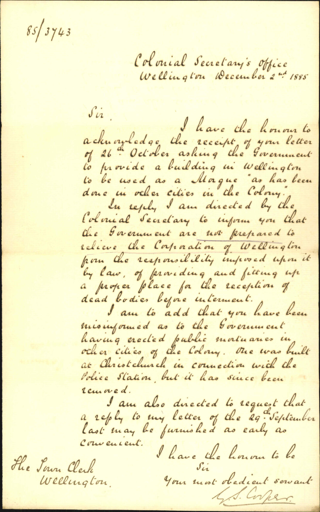 Public Morgue - Colonial Secretary
