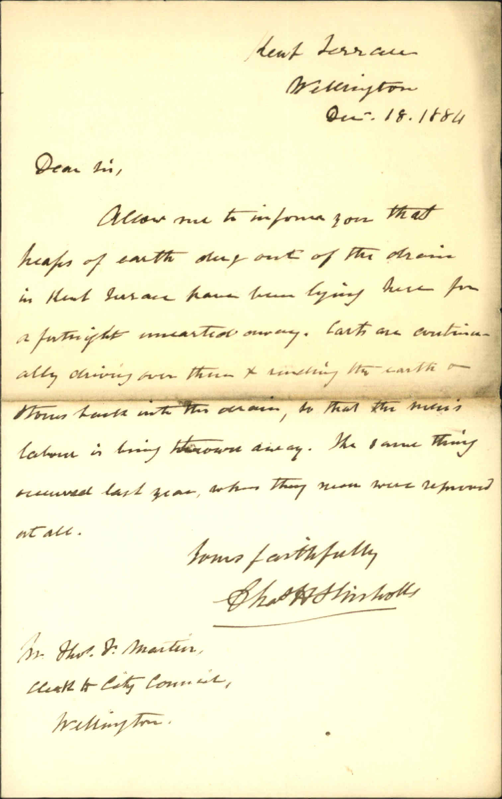 Earth not removed in Kent Terrace - C H S Nicholls