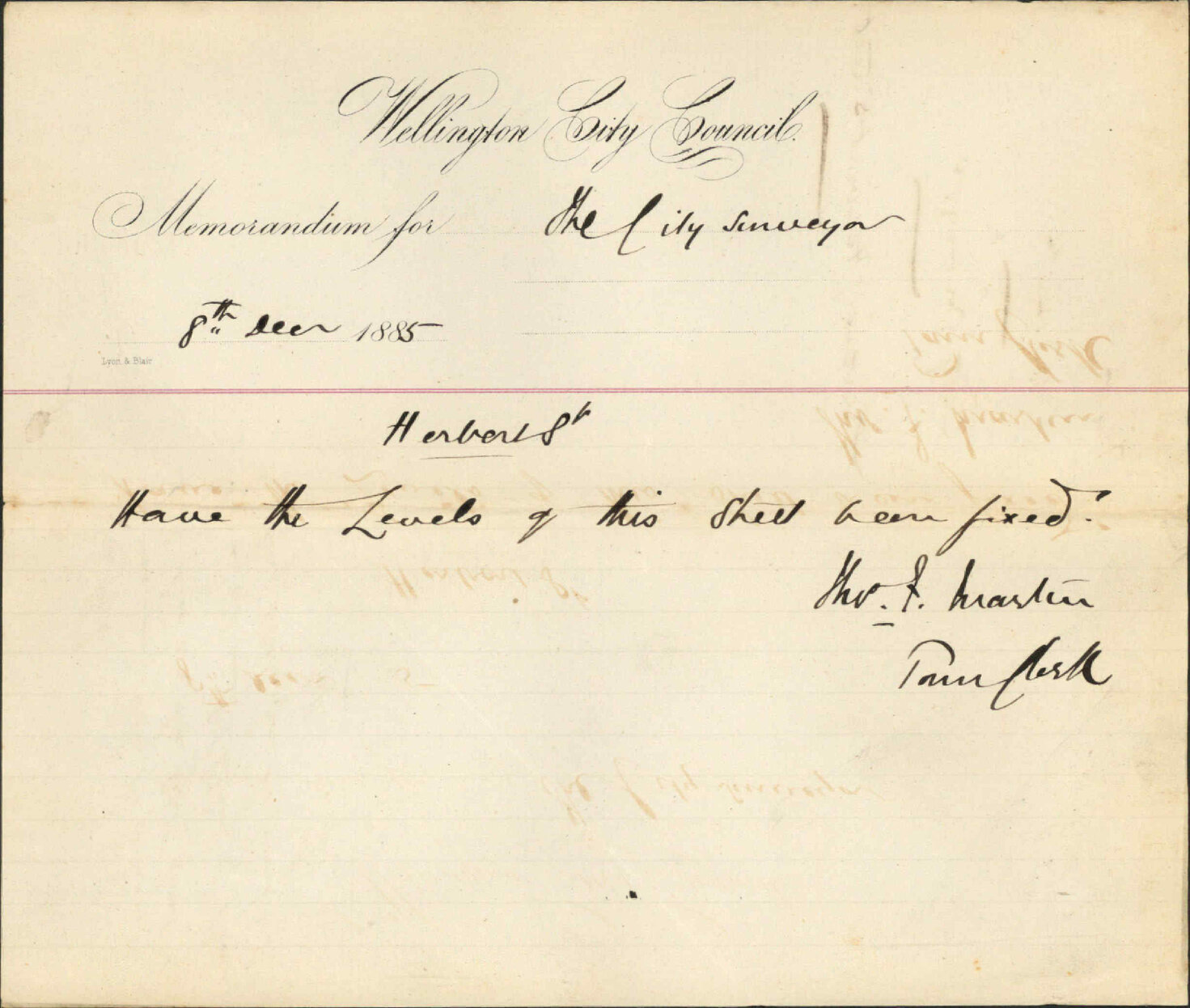 Level of Herbert Street - City Surveyor