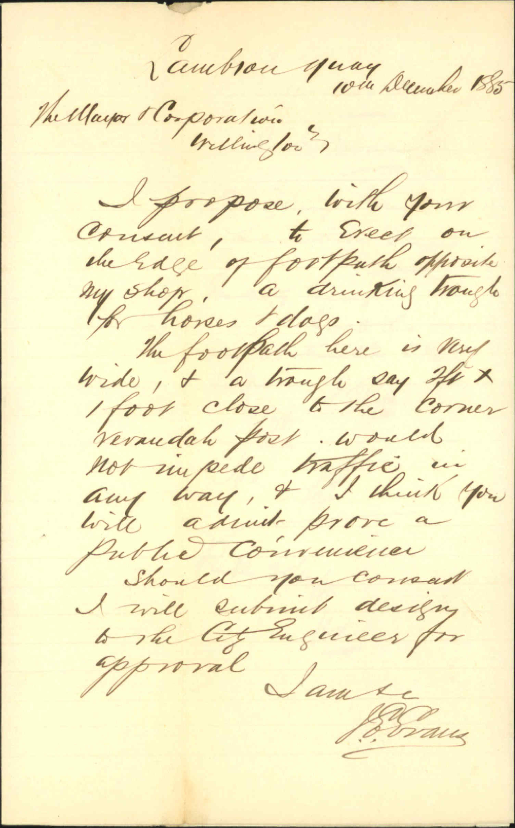 Drinking trough on Lambton Quay - J E Evans
