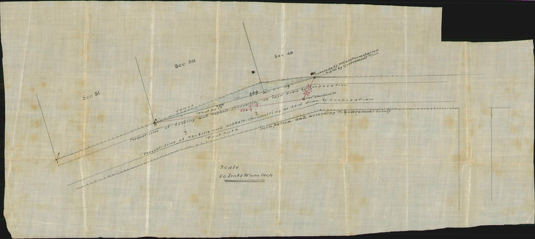 Boundary of sections 49 and 50, Nairn Street - Baird and Ward