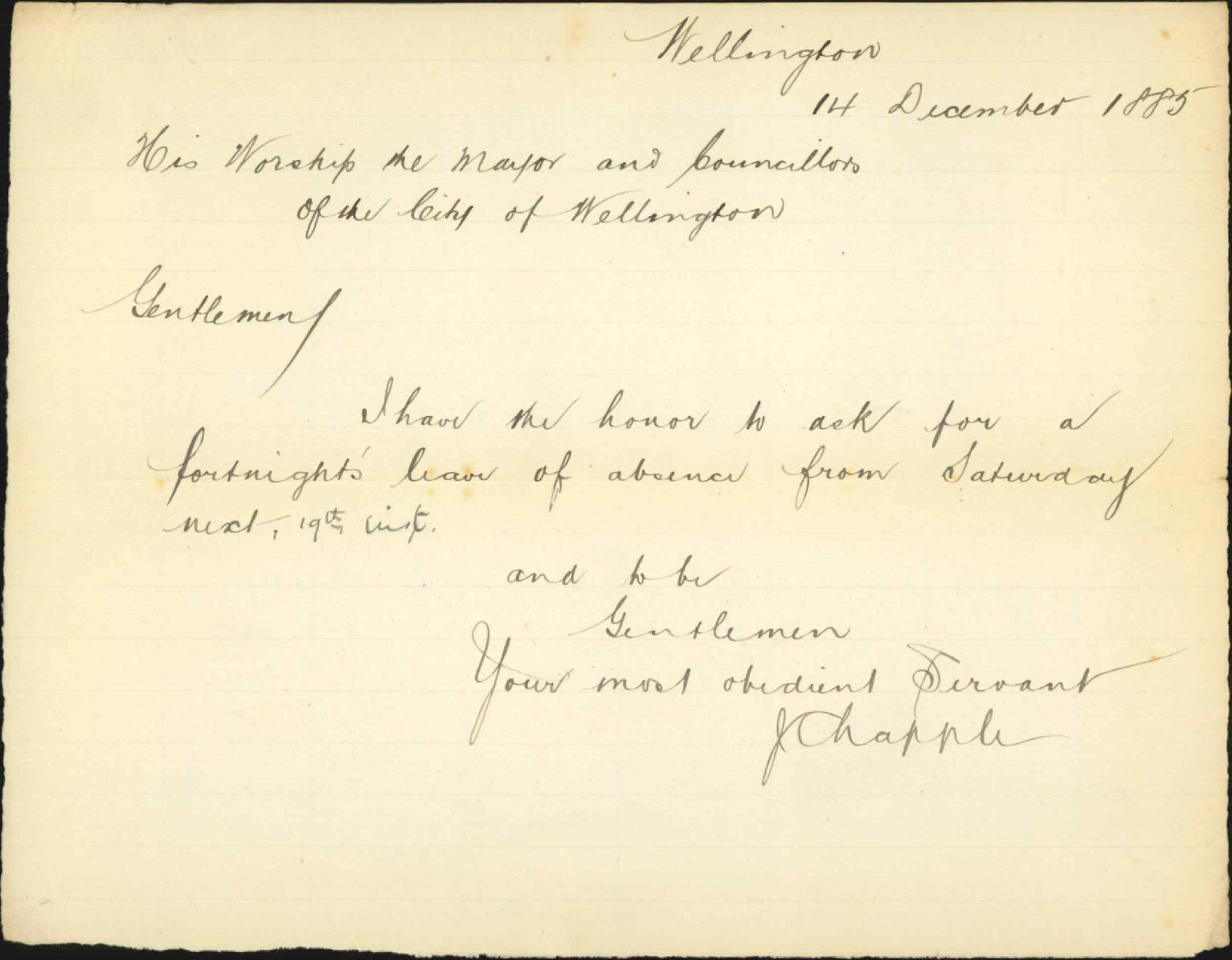 Application for leave of absence - J Chapple
