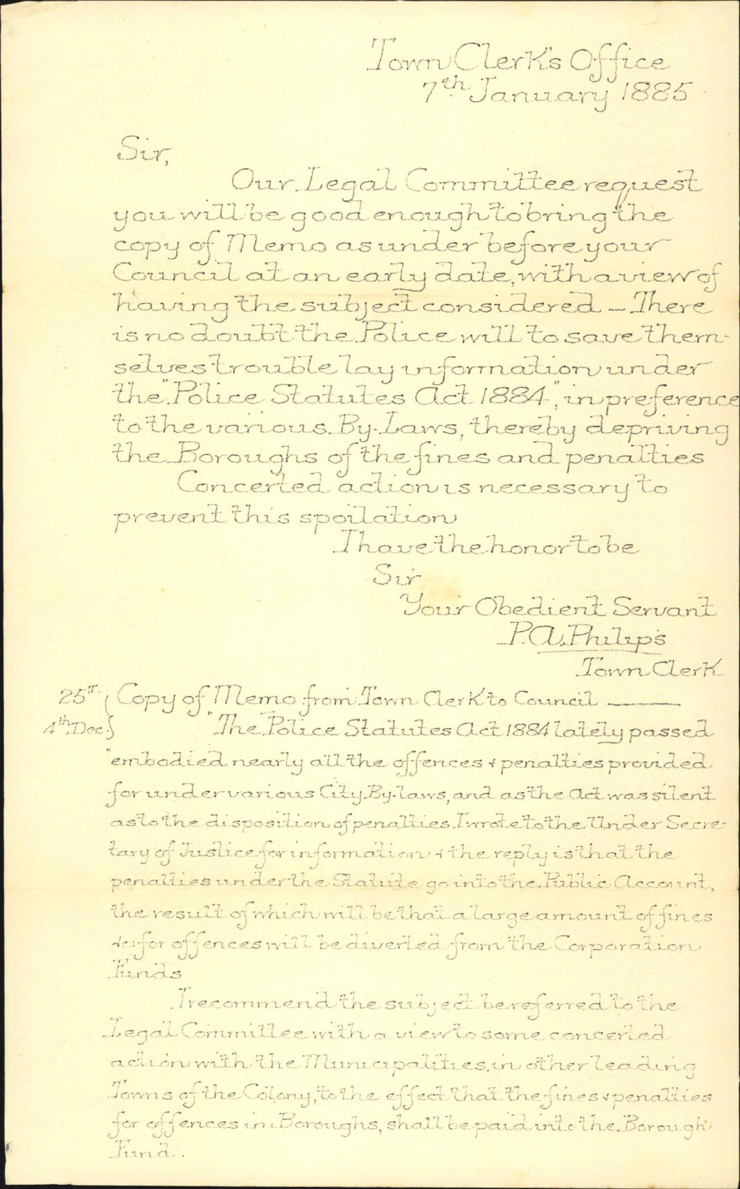 The Police Statutes Act 1884 - Town Clerk Auckland