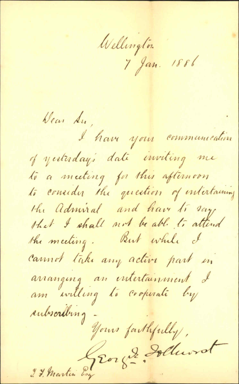 Unable to attend meeting today - G E Tolhurst