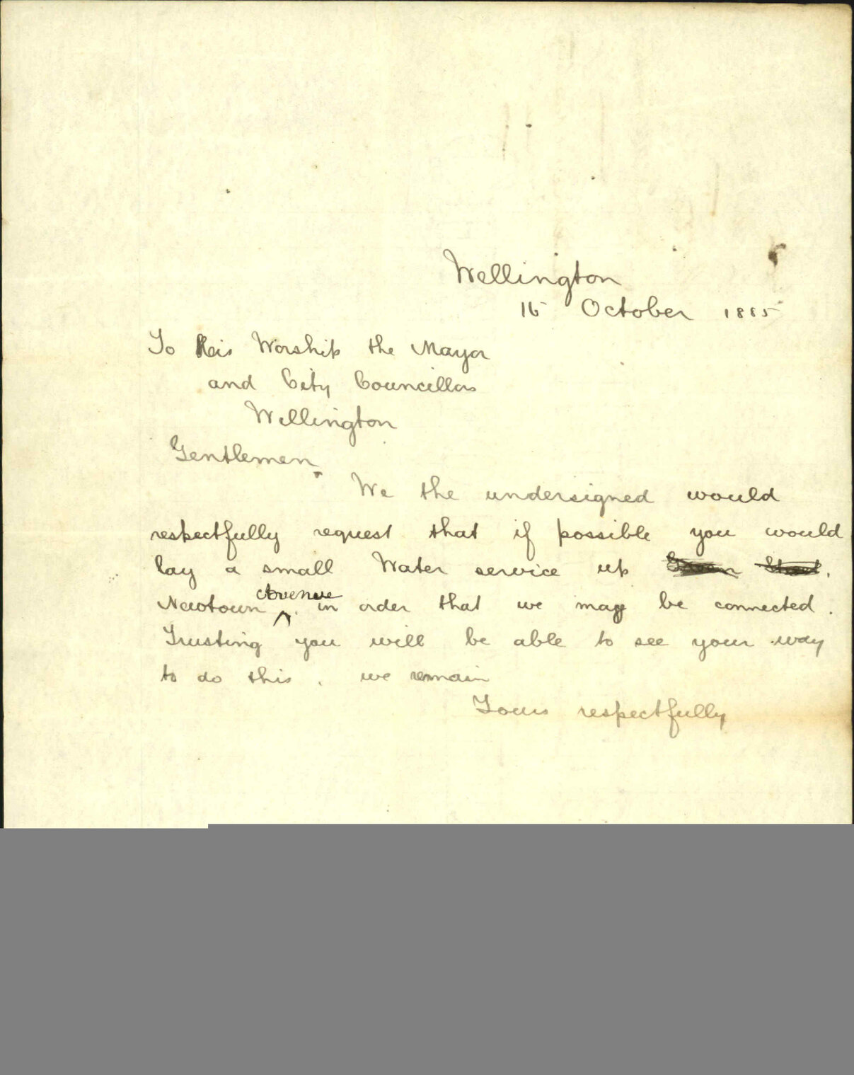 Petition for Water Service Newtown Avenue - Joseph Webb and Others