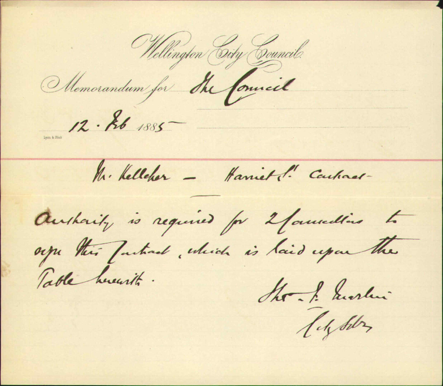 Kellehers Harriett Street contract - City Solicitor