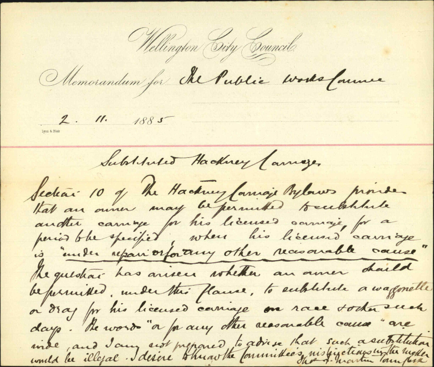 Substituted Hackney Carriages - Town Clerk