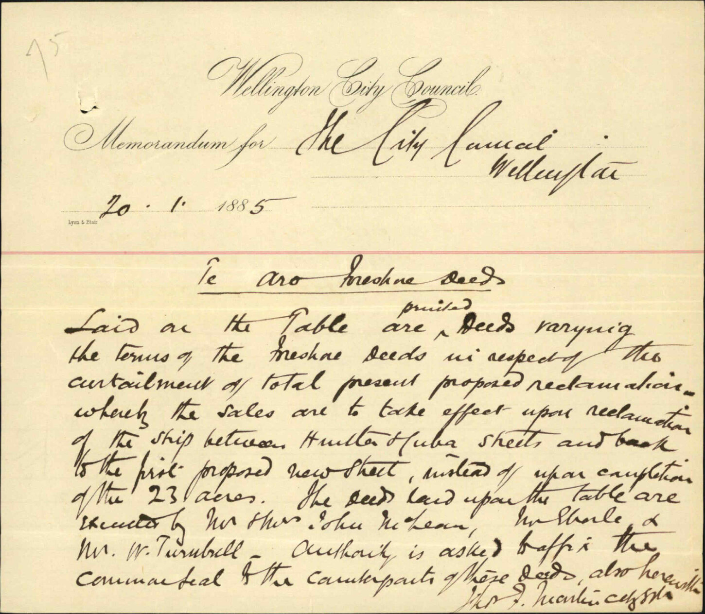 foreshore variation deeds, McLean, Eherle, Turnbull - City Solicitor
