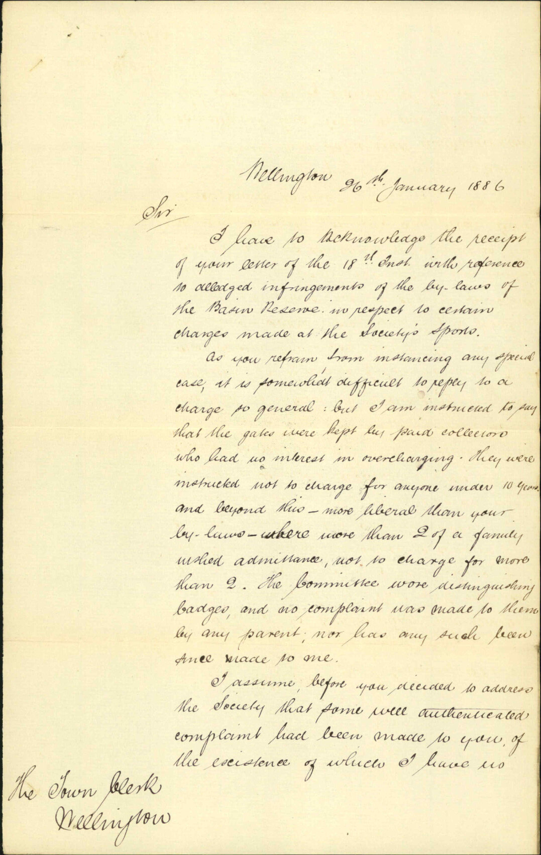 As to charges for admission to Basin Reserve in 1st - Caledonian Society