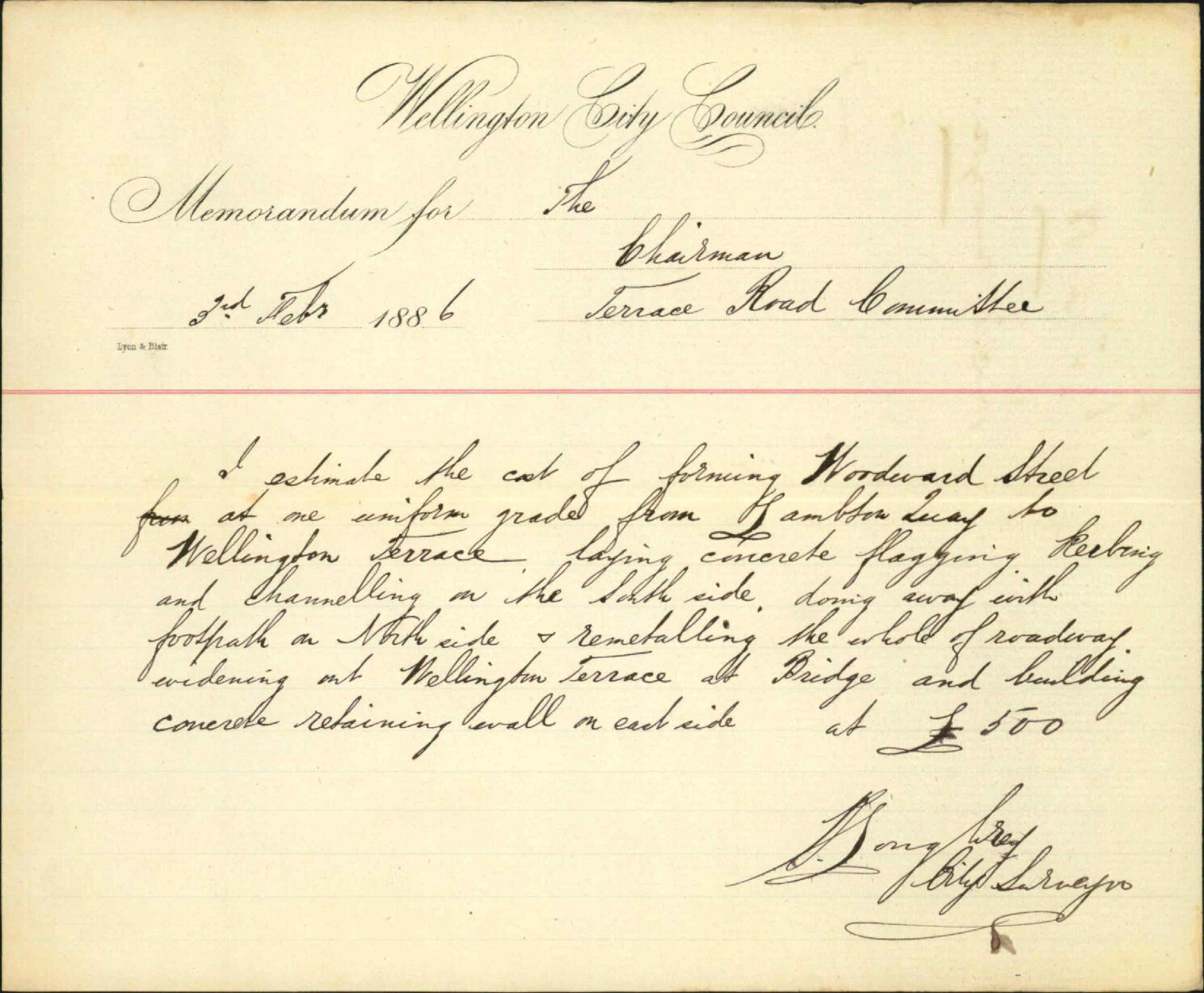 Estimate for widening Woodward Street - City Surveyor