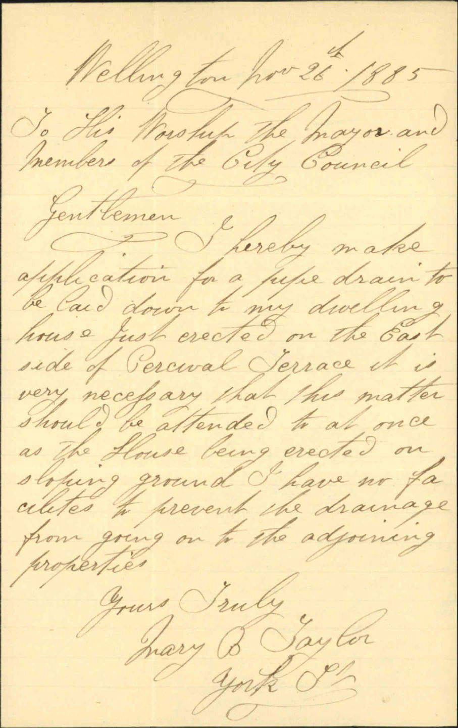 Asking for drain at Percival Terrace - Mary K Taylor