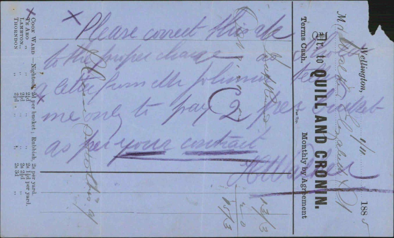 With letter from W H Walker regarding night soil contractor - Inspector of Nuisances