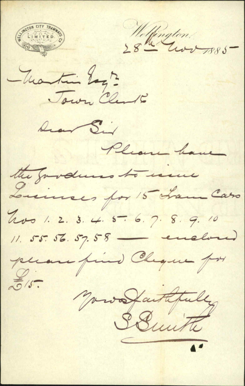 License for tram cars - Wellington City Tramways
