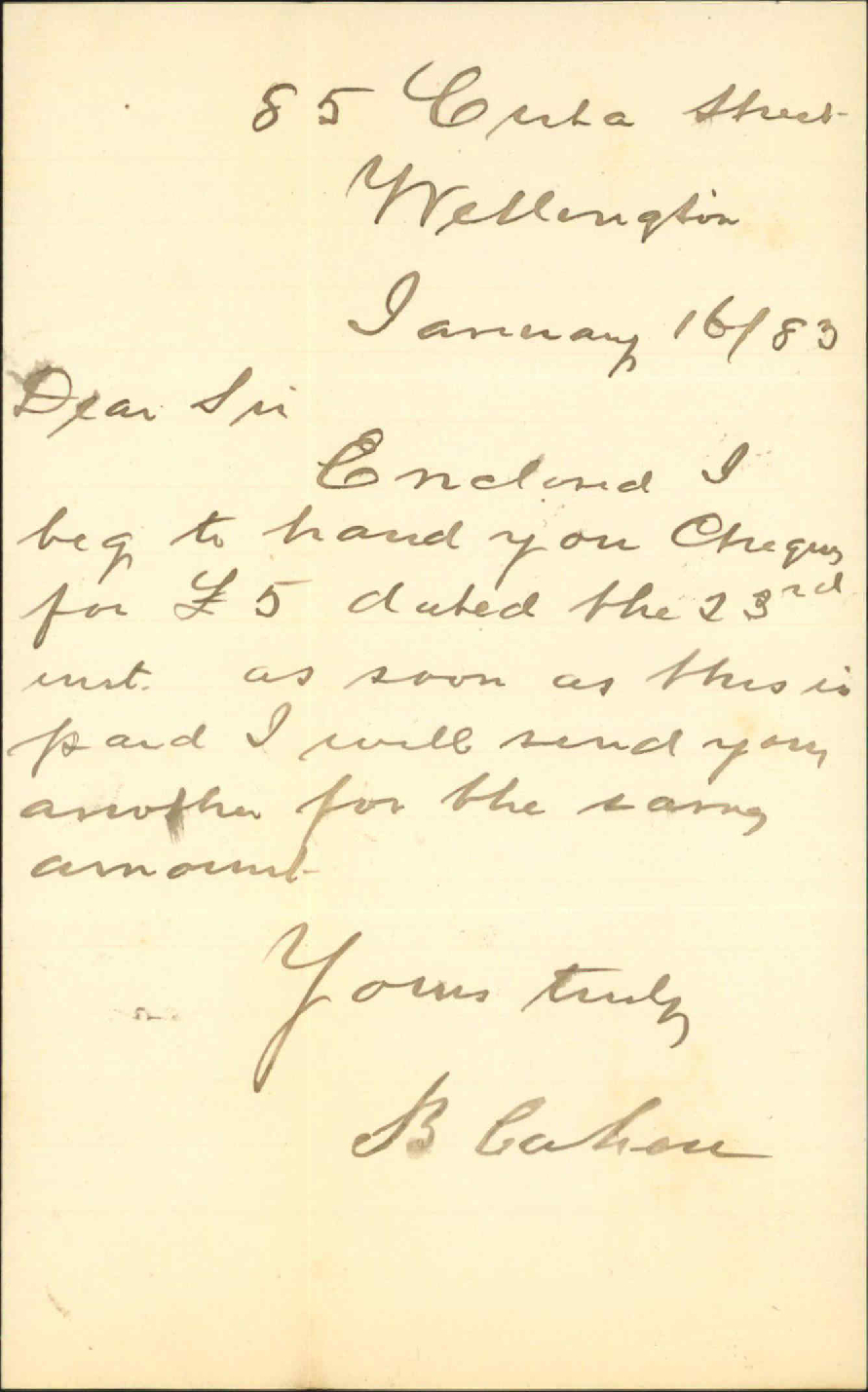 With cheque for Town Belt rent - B Cohen