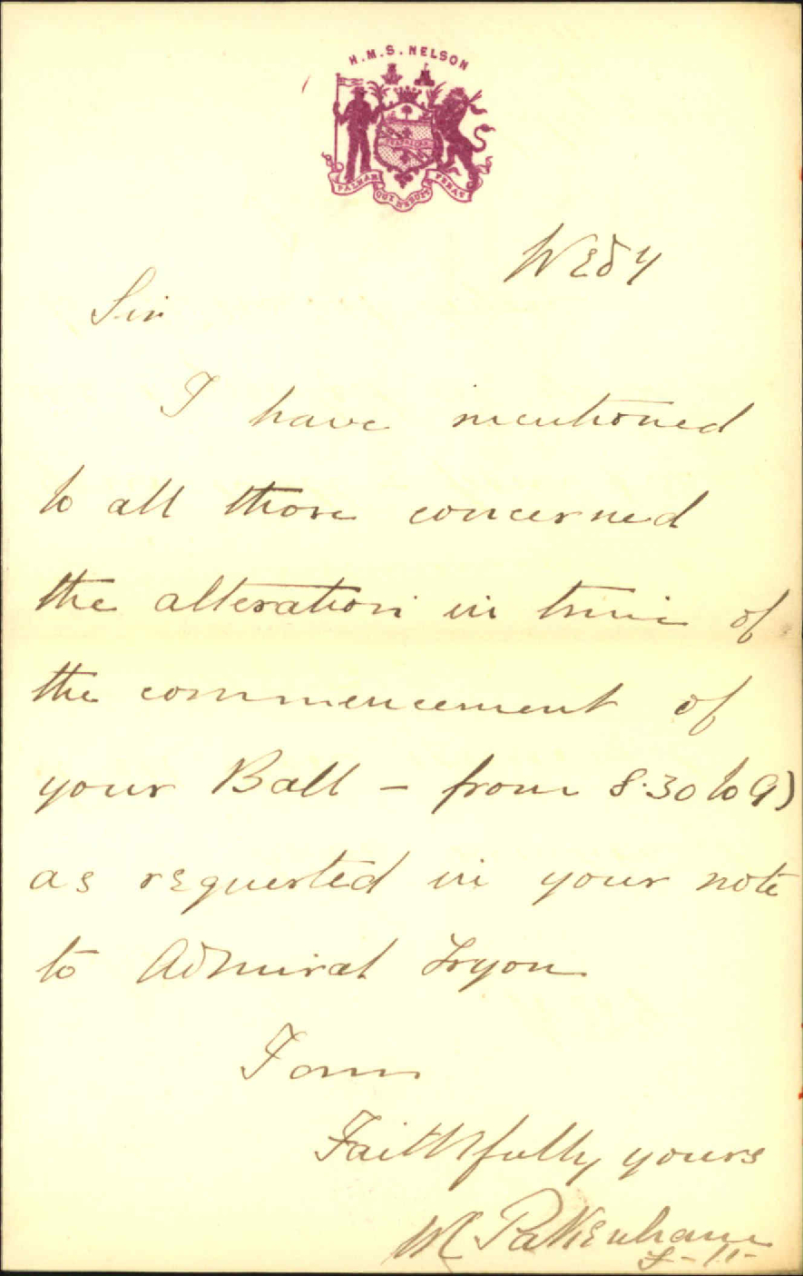 Accepting invitation to the Citizens ball - Lieutenant HMS Nelson