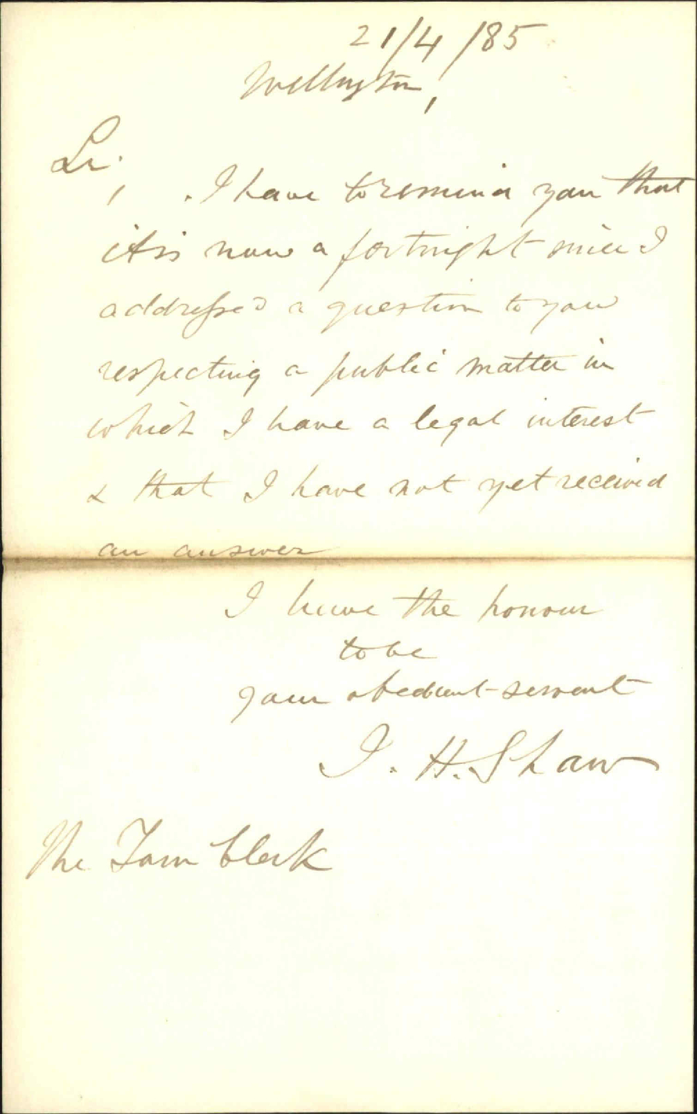 Further regarding levels of bankruptcy - J H Shaw
