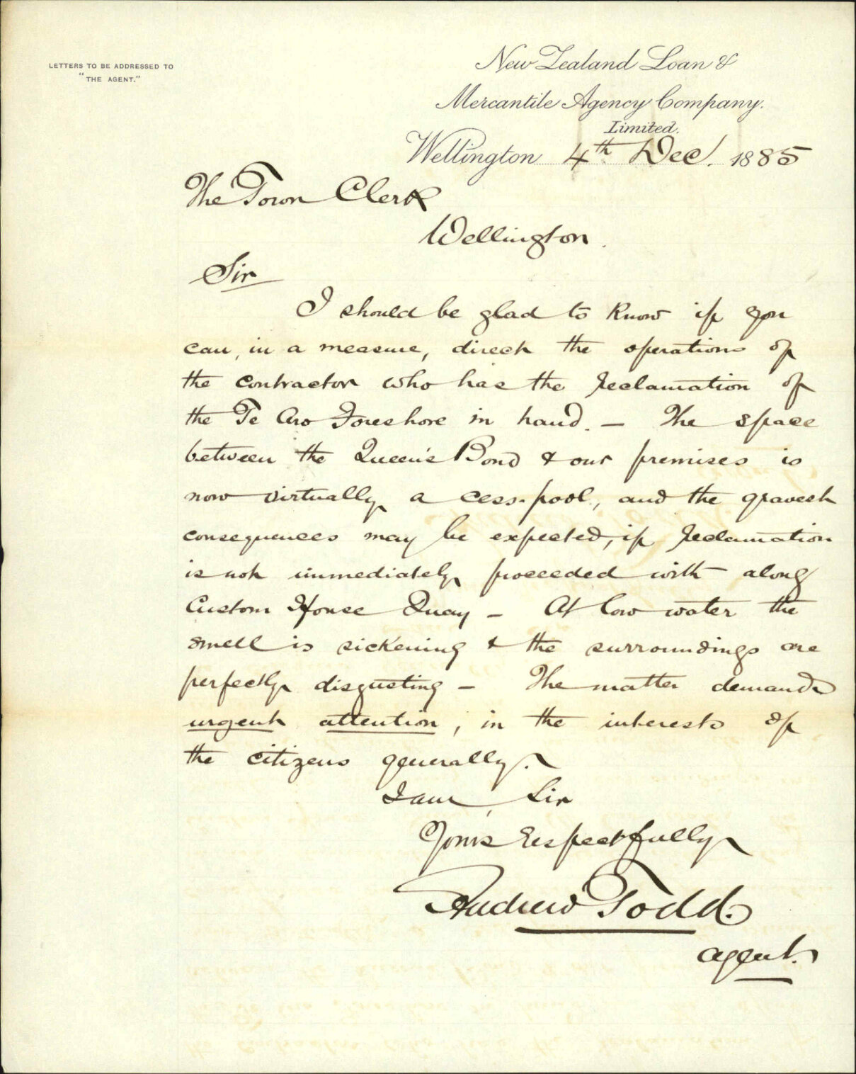 Te Aro reclamation drainage - New Zealand Loan and Mercantile Agency Company