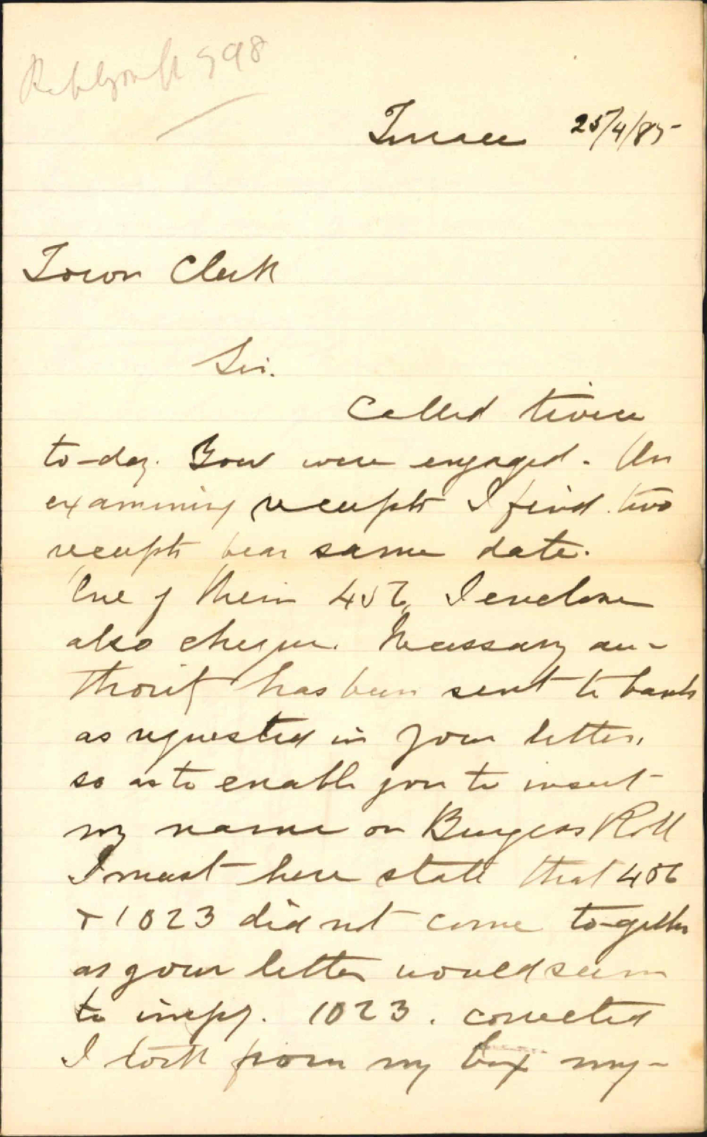 With cheque for rates - Robert Morton