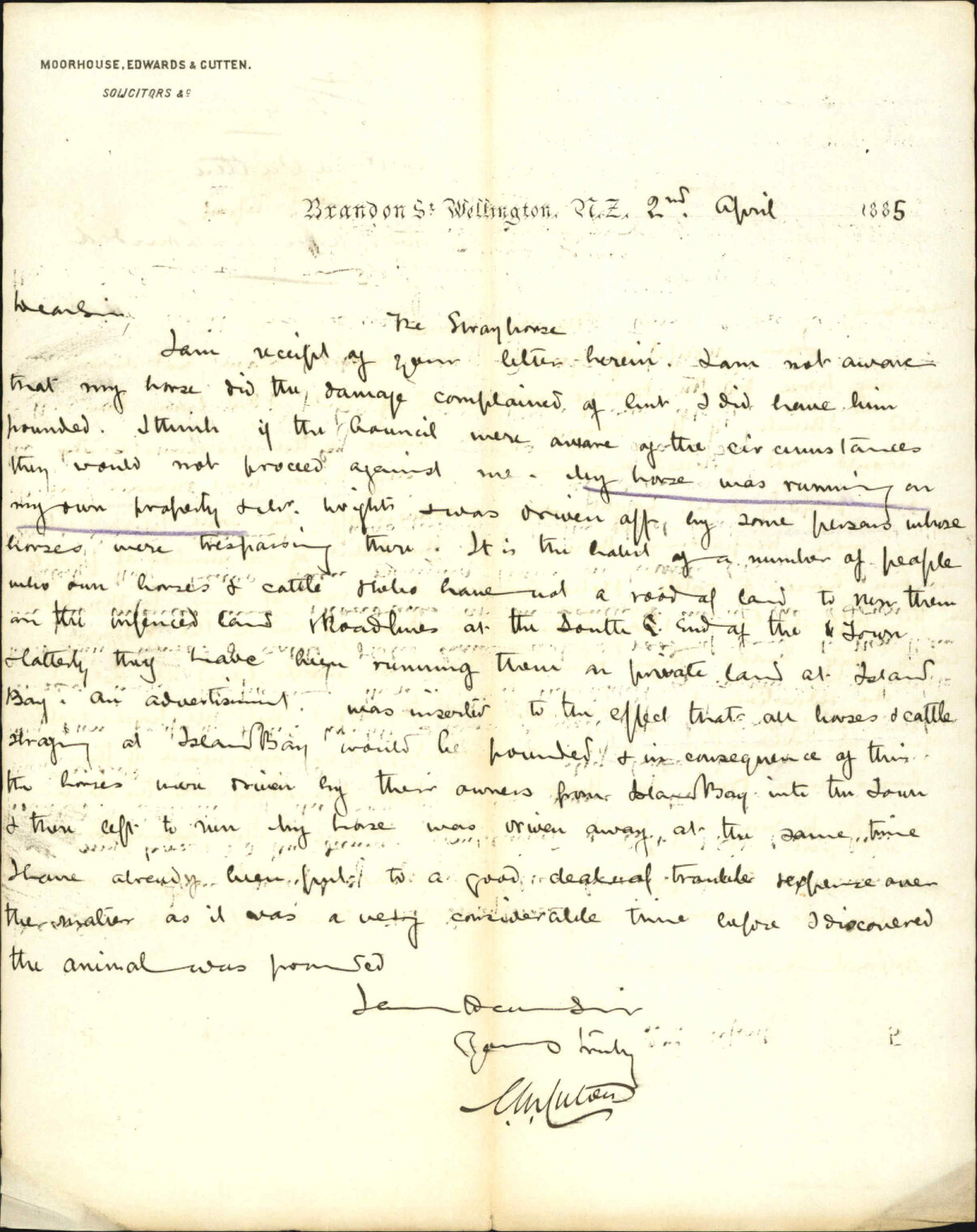AS to horse impounded - C M Calton
