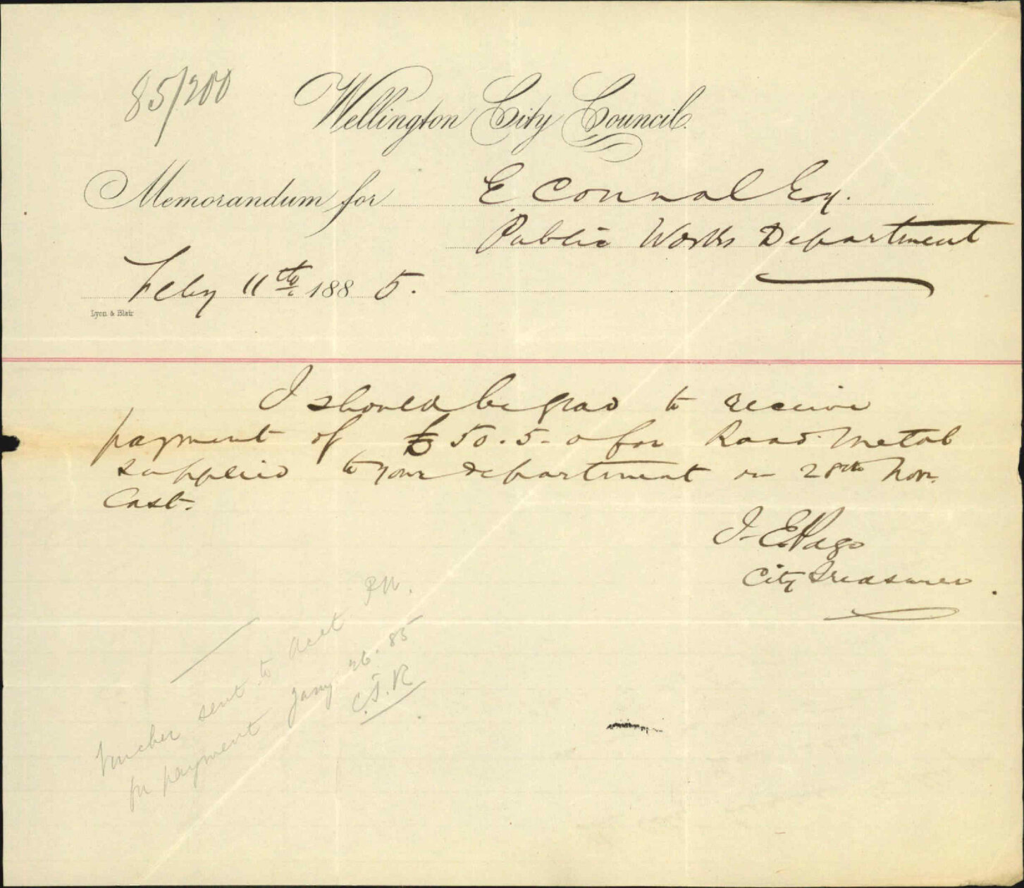 Account for road metal - Public Works Department