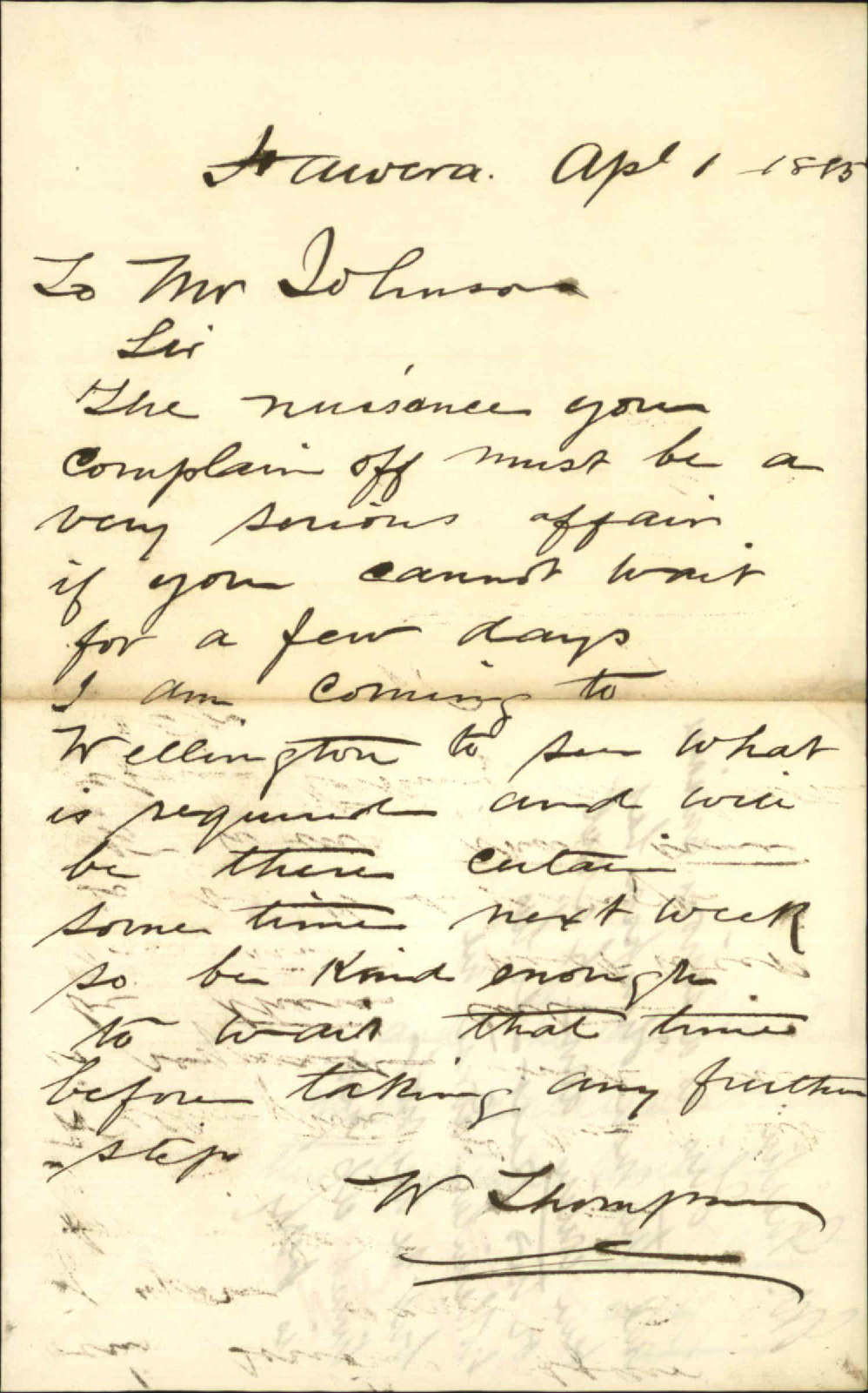 Nuisances regarding Thompson - Inspector of Nuisances