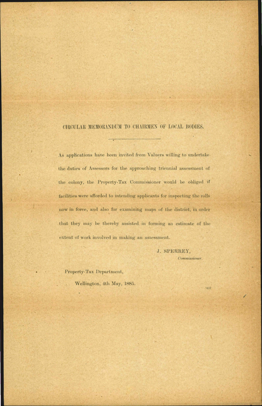 As to Triennial Valuation - Property Tax office