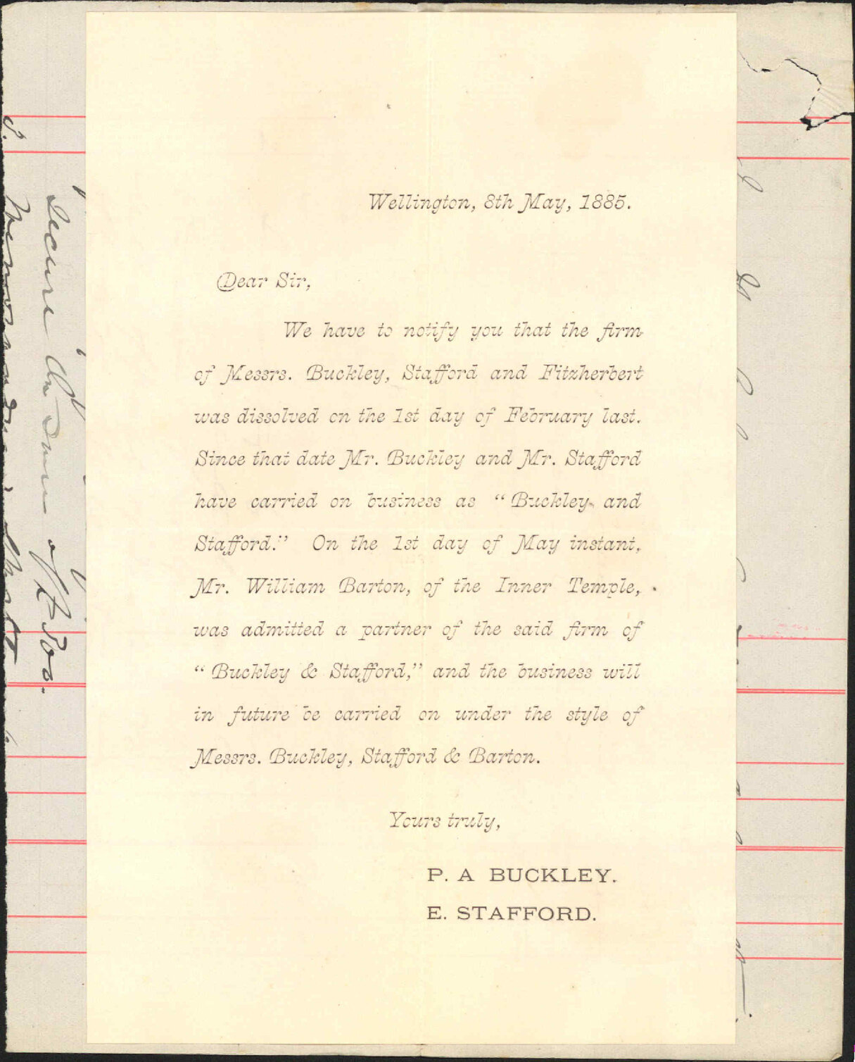 Mr Barton admitted as a partner - Buckley and Stafford