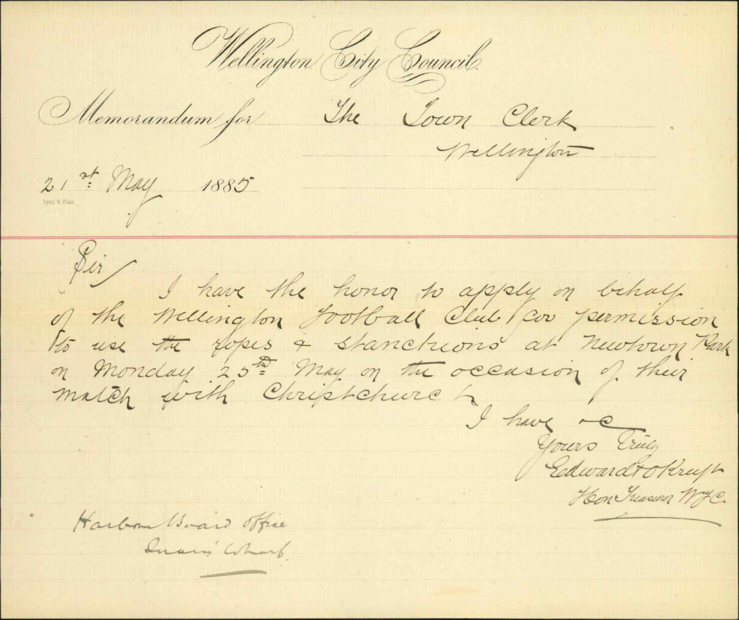 Asking for use of ropes and stakes at Newtown - Wellington Football Club