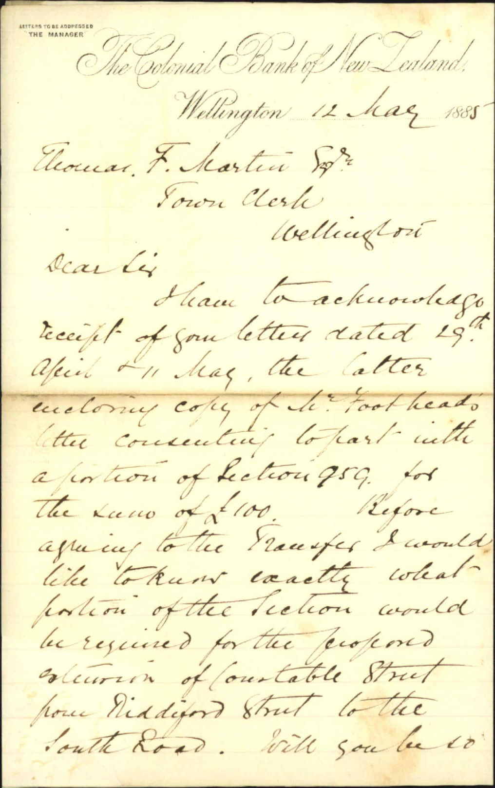 Extension of Constable Street - Colonial Bank