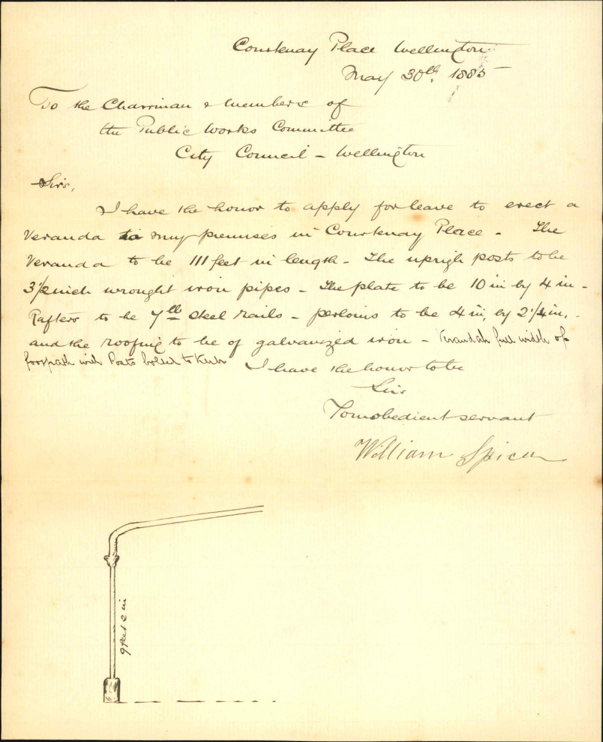 Application for leave to erect verandah - William Spicer