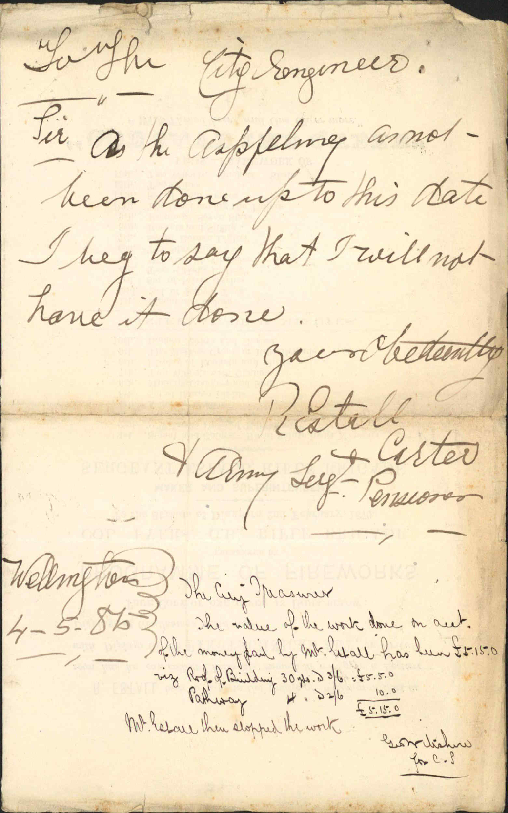 As to asphalting at his premises - R Estall