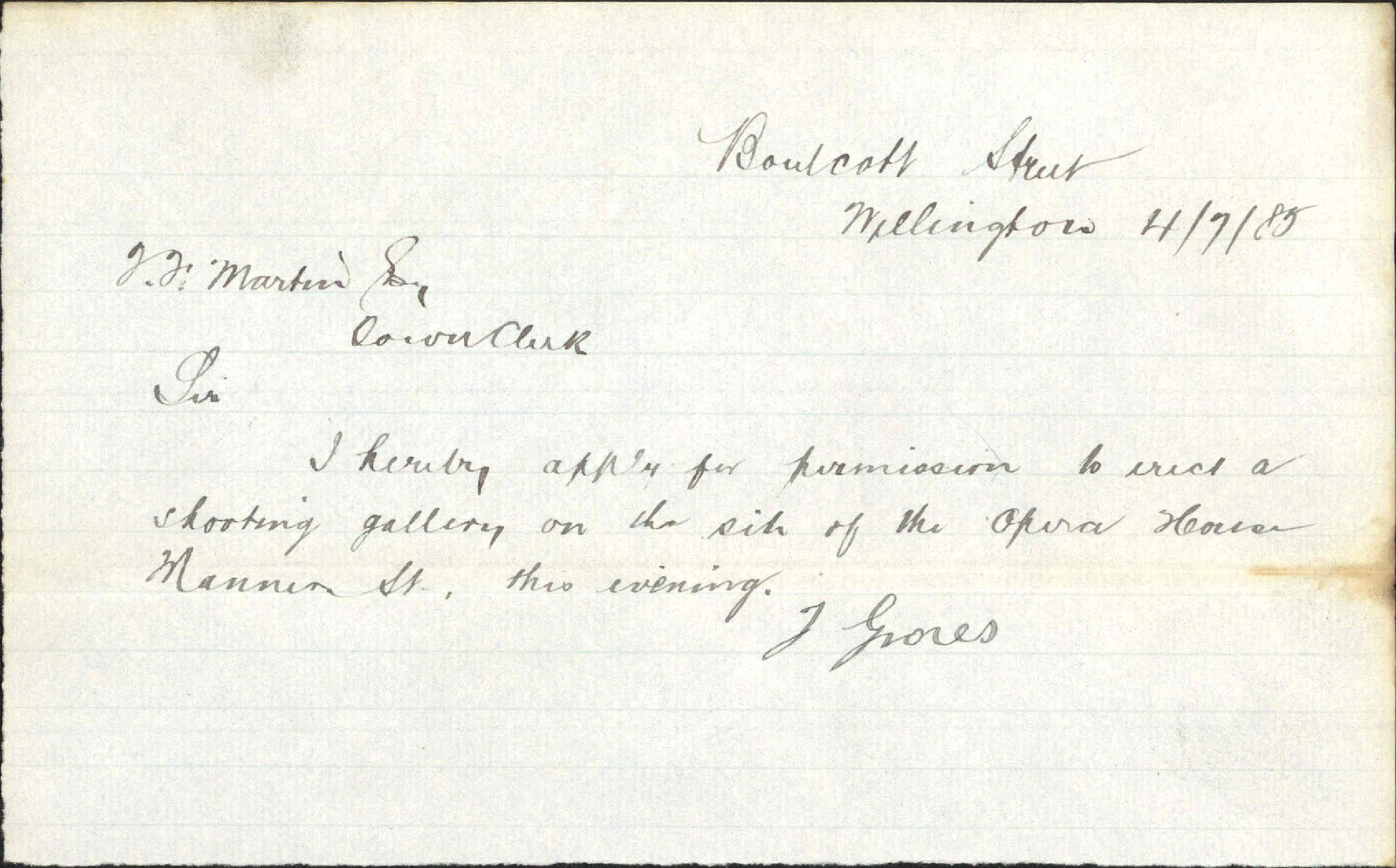 Application regarding shooting gallery - J Groves
