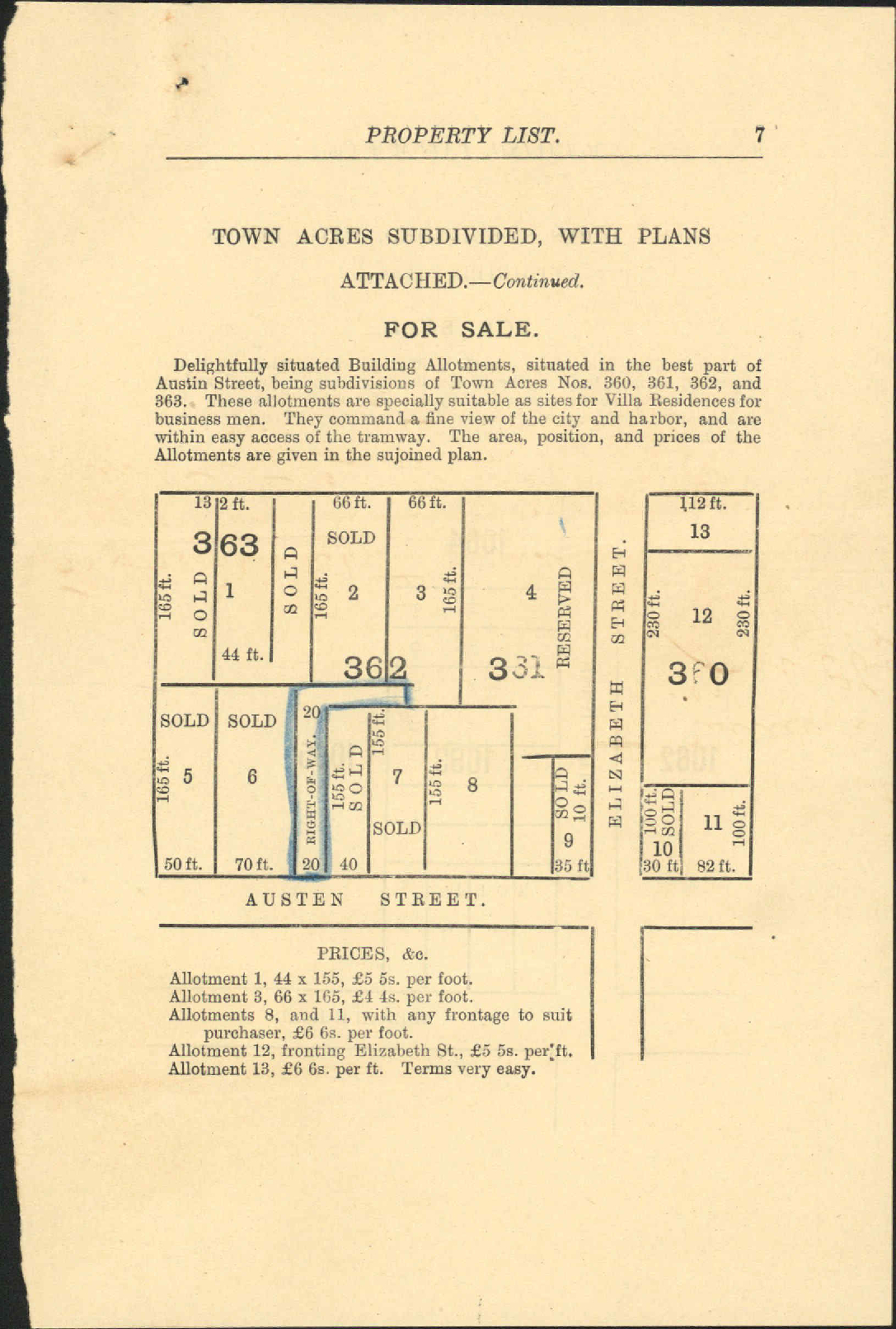 Application for right of way off Austin Street - McTavish, Tatum and Company
