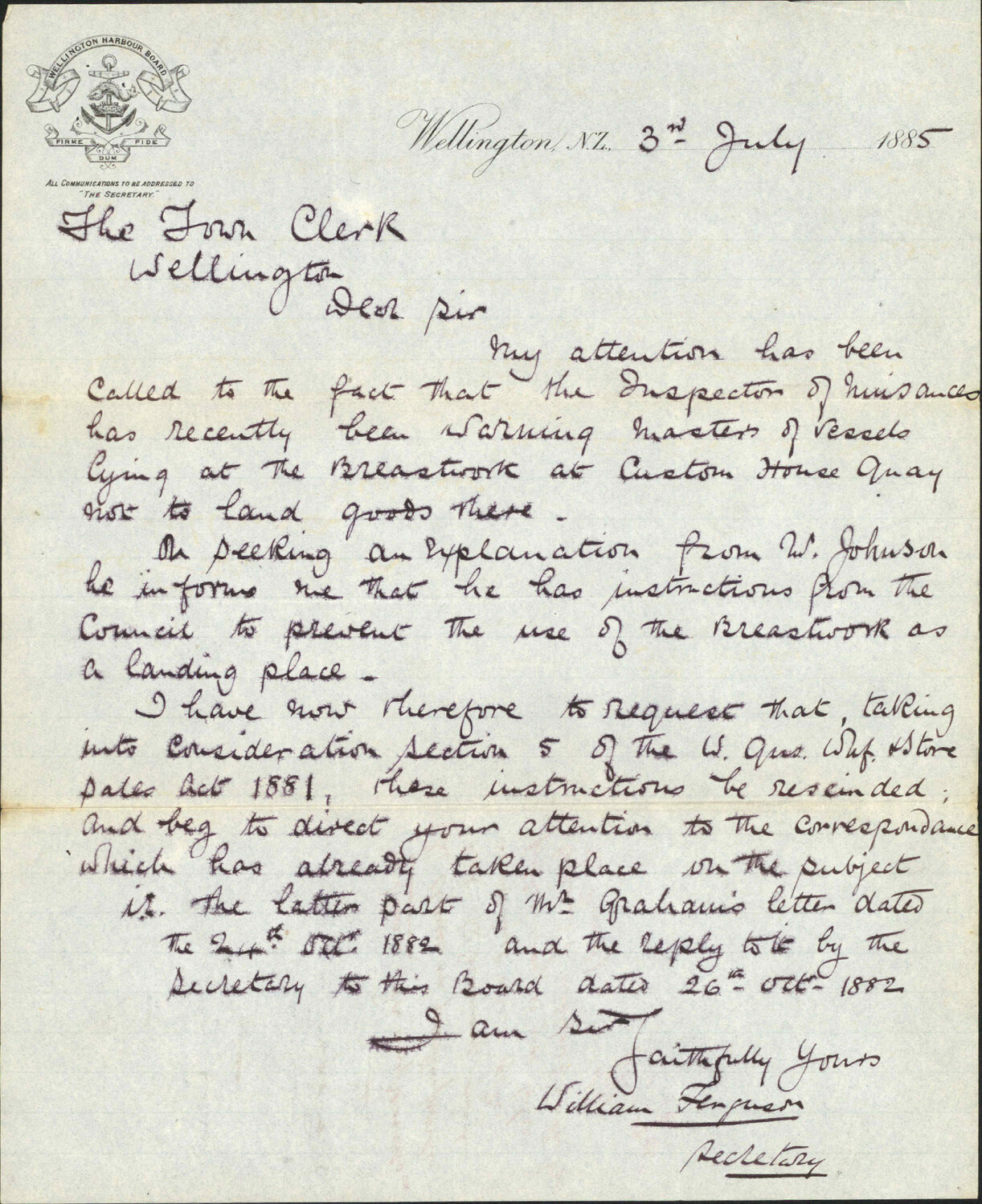 As to discharging goods at breastwork - Harbour Board