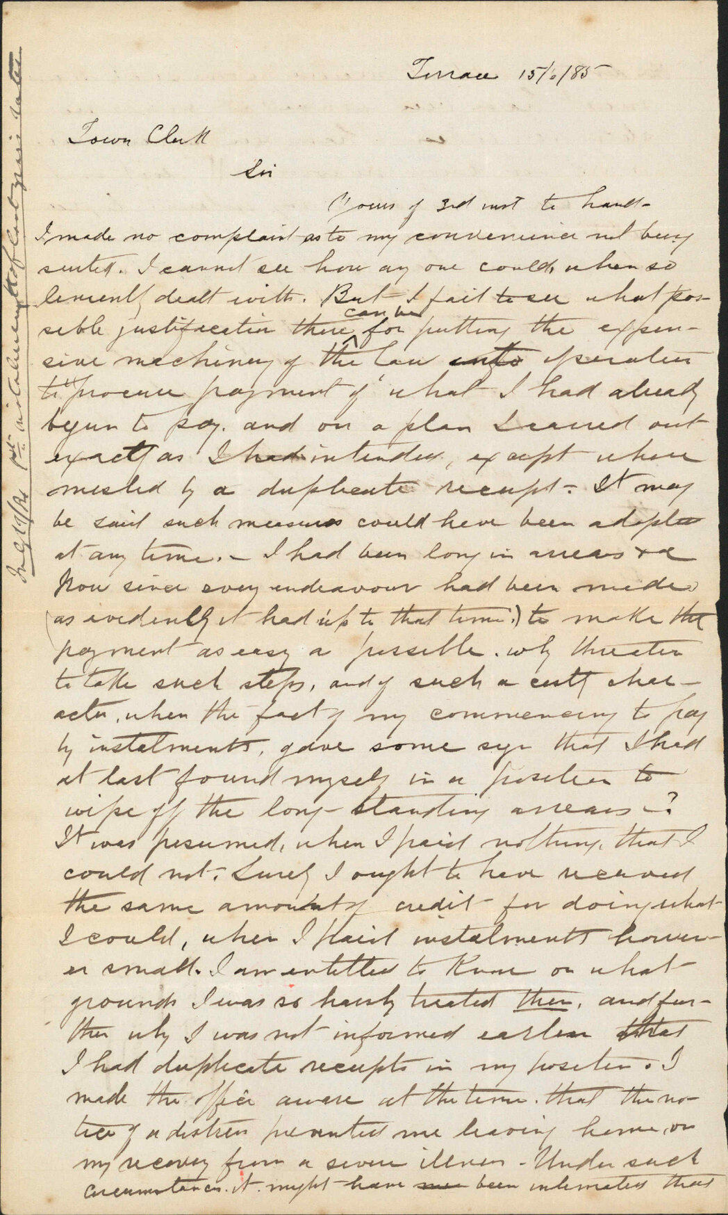 Reply to our letter of 3rd inst - R Morton