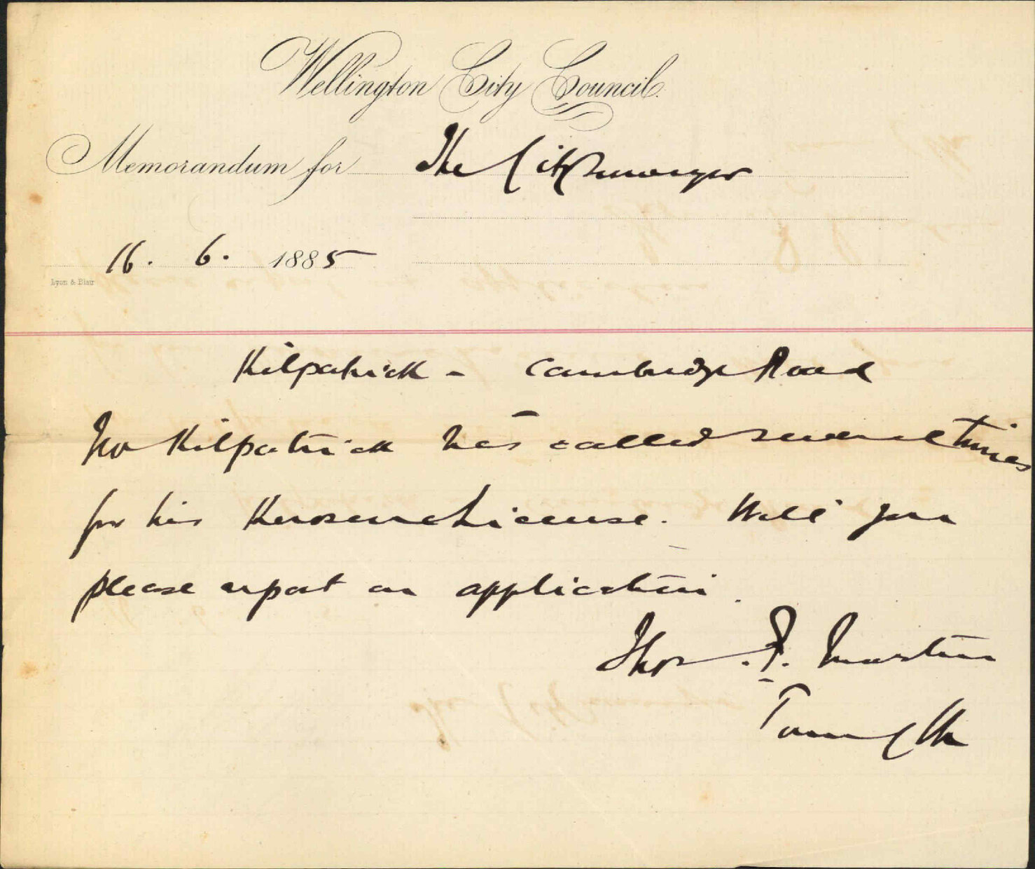 Kirkpatrick's kerosene license - City Surveyor