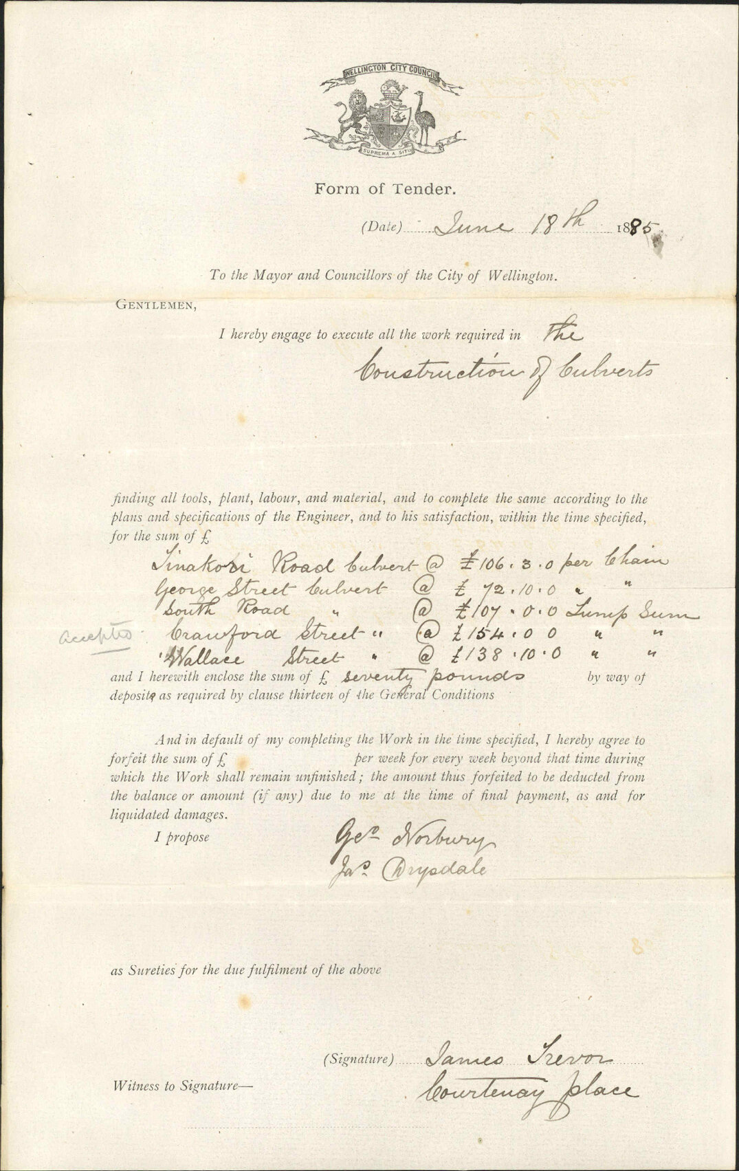 Tender for Culverts - James Trevor