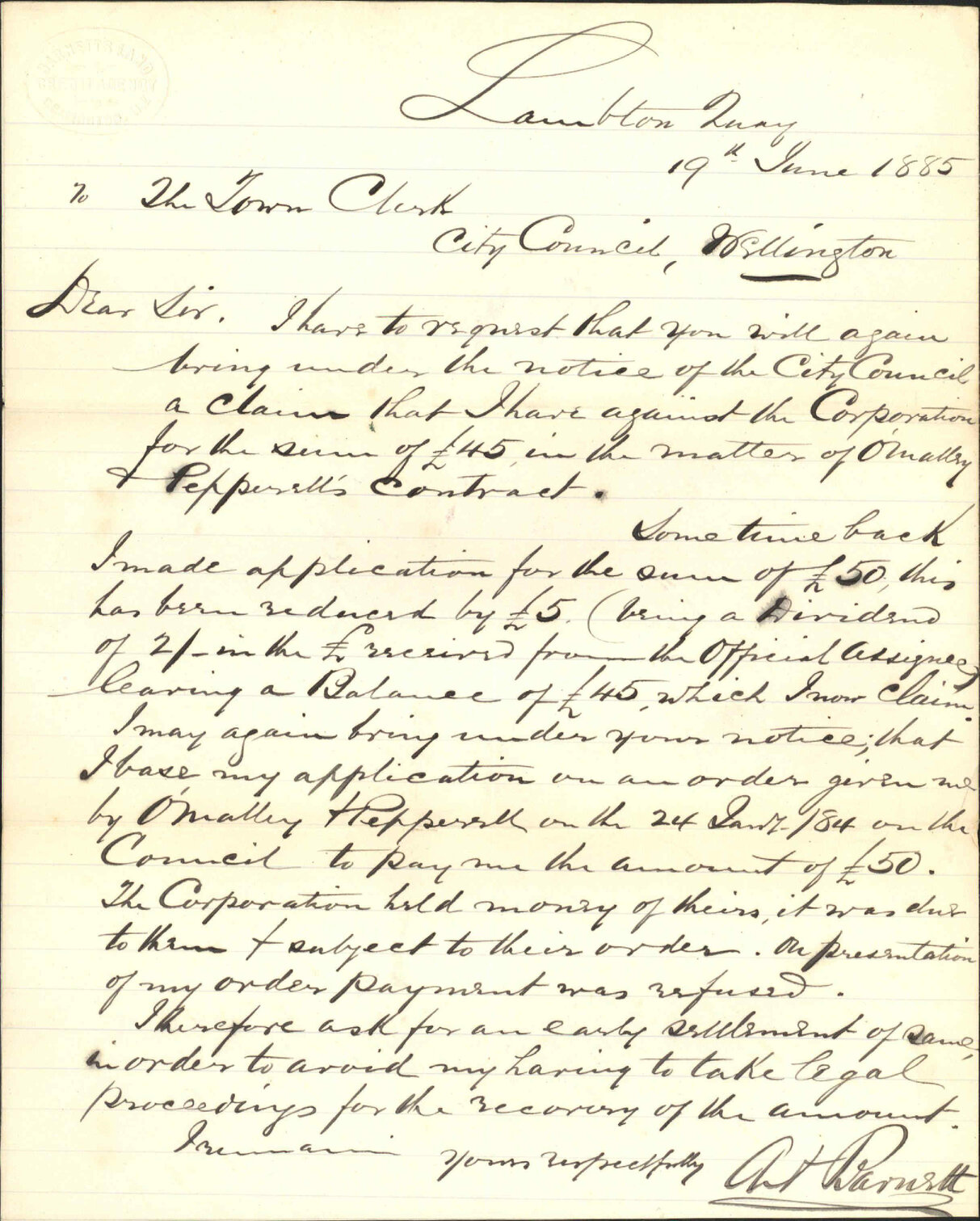 Claim, O'Malley and Pepperell's contract - A Barnett