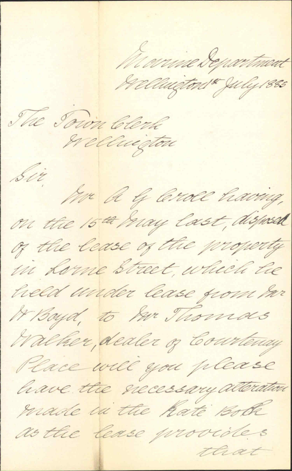 Property sold to Thomas Walker - George Allport