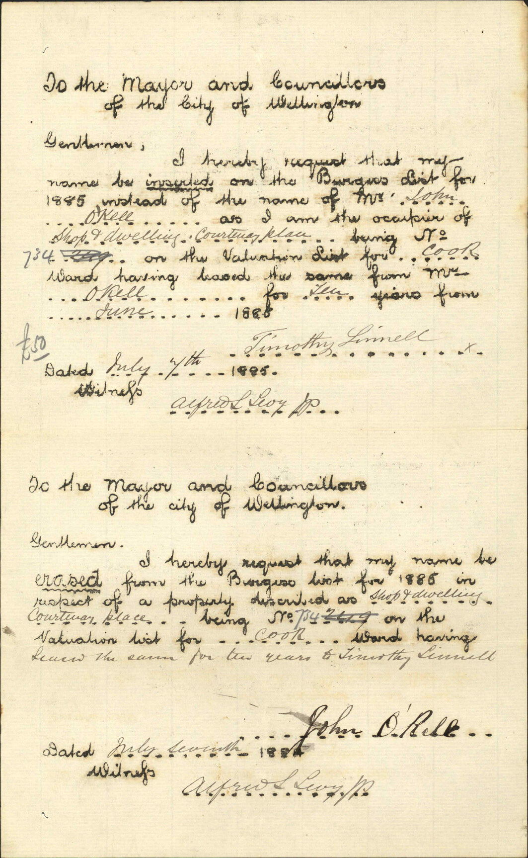 Application to go on Burgess Roll - Timothy Pinnell