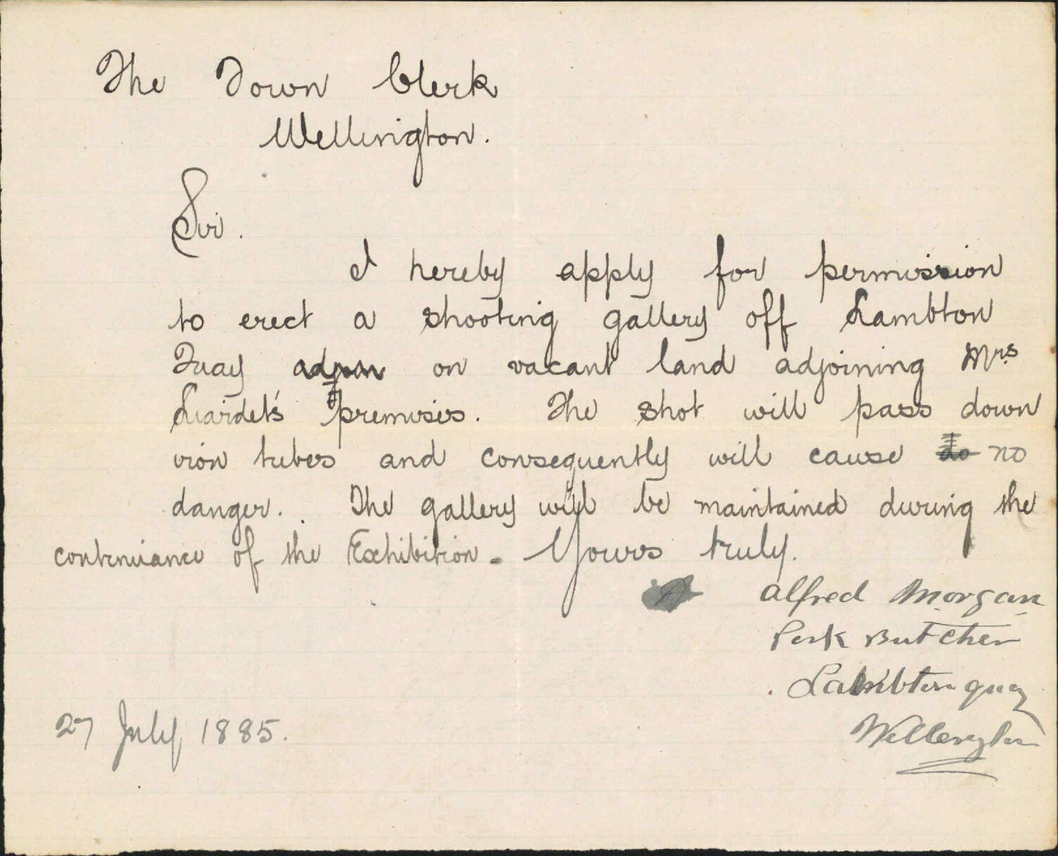 Application regarding shooting gallery - Alfred Morgan