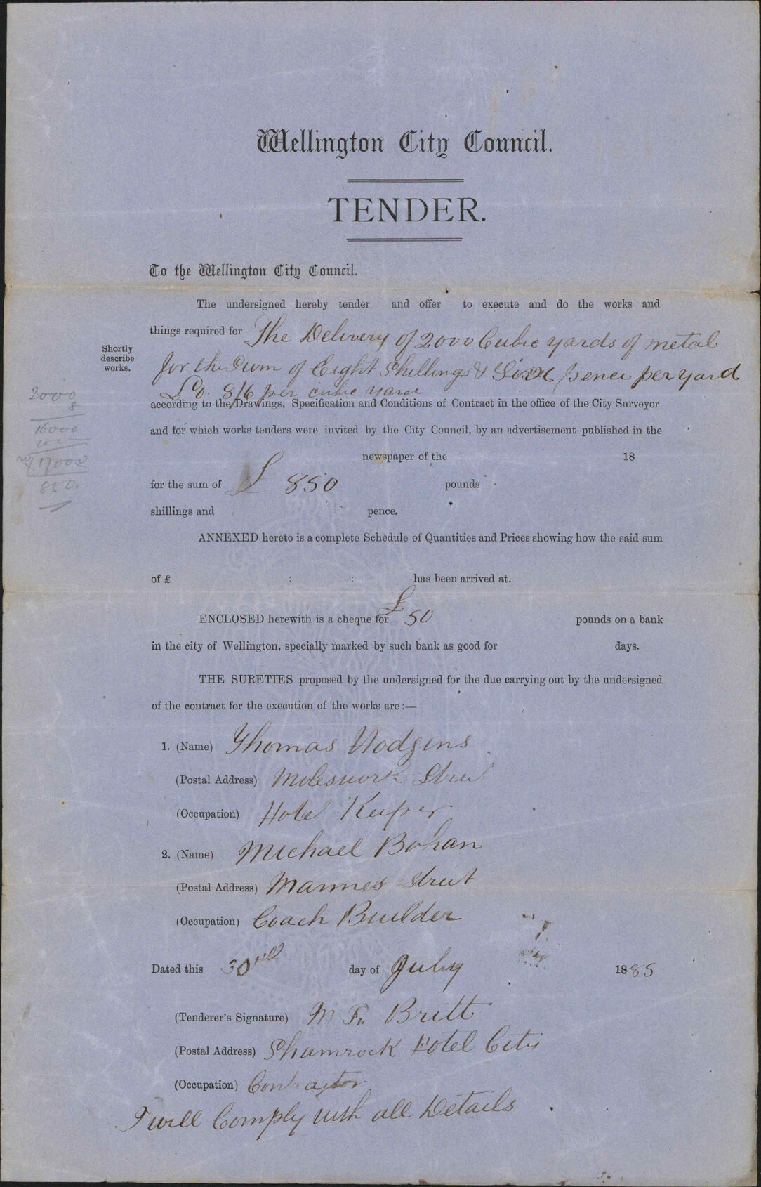 Tender for road metal - G P Britt
