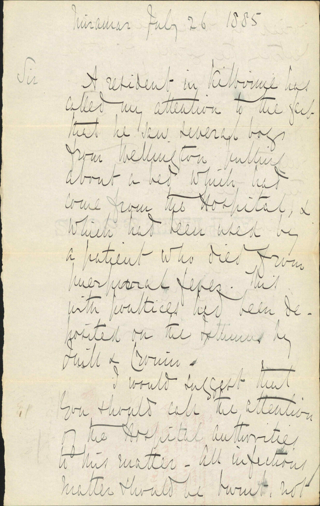 Bedding from fever patients at hospital - J Crawford