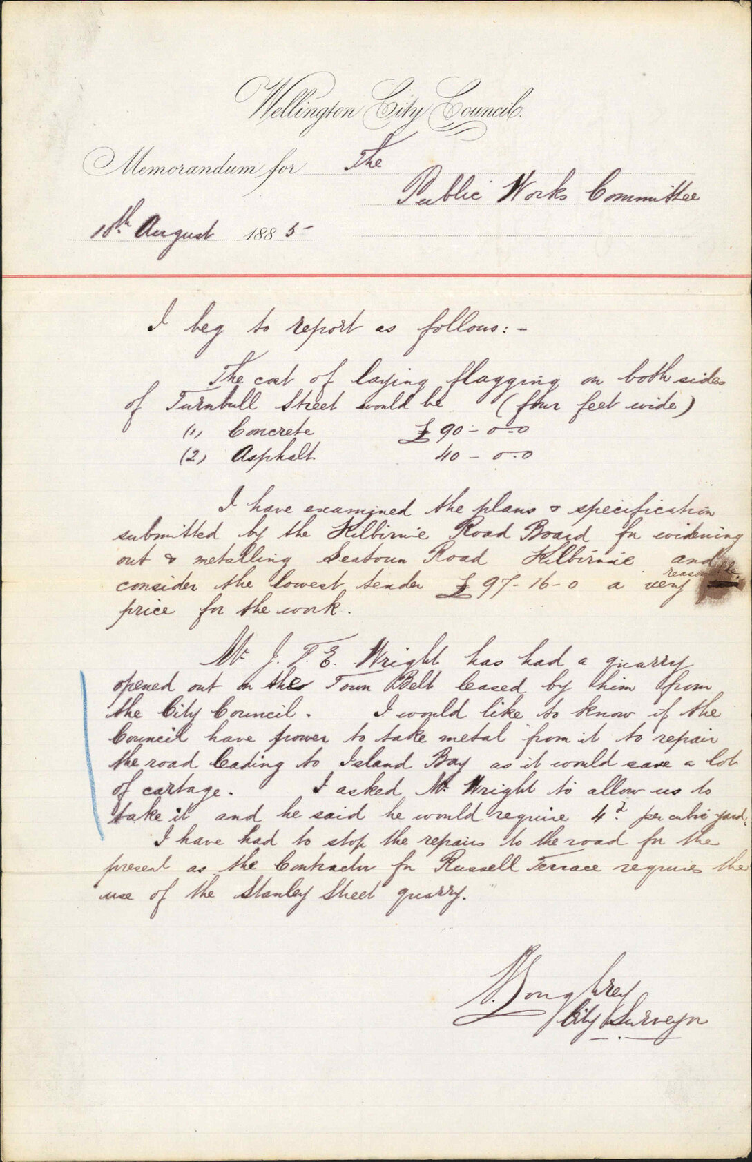 Turnbull Street, Kilbirnie Road, Island Bay Road - City Surveyor