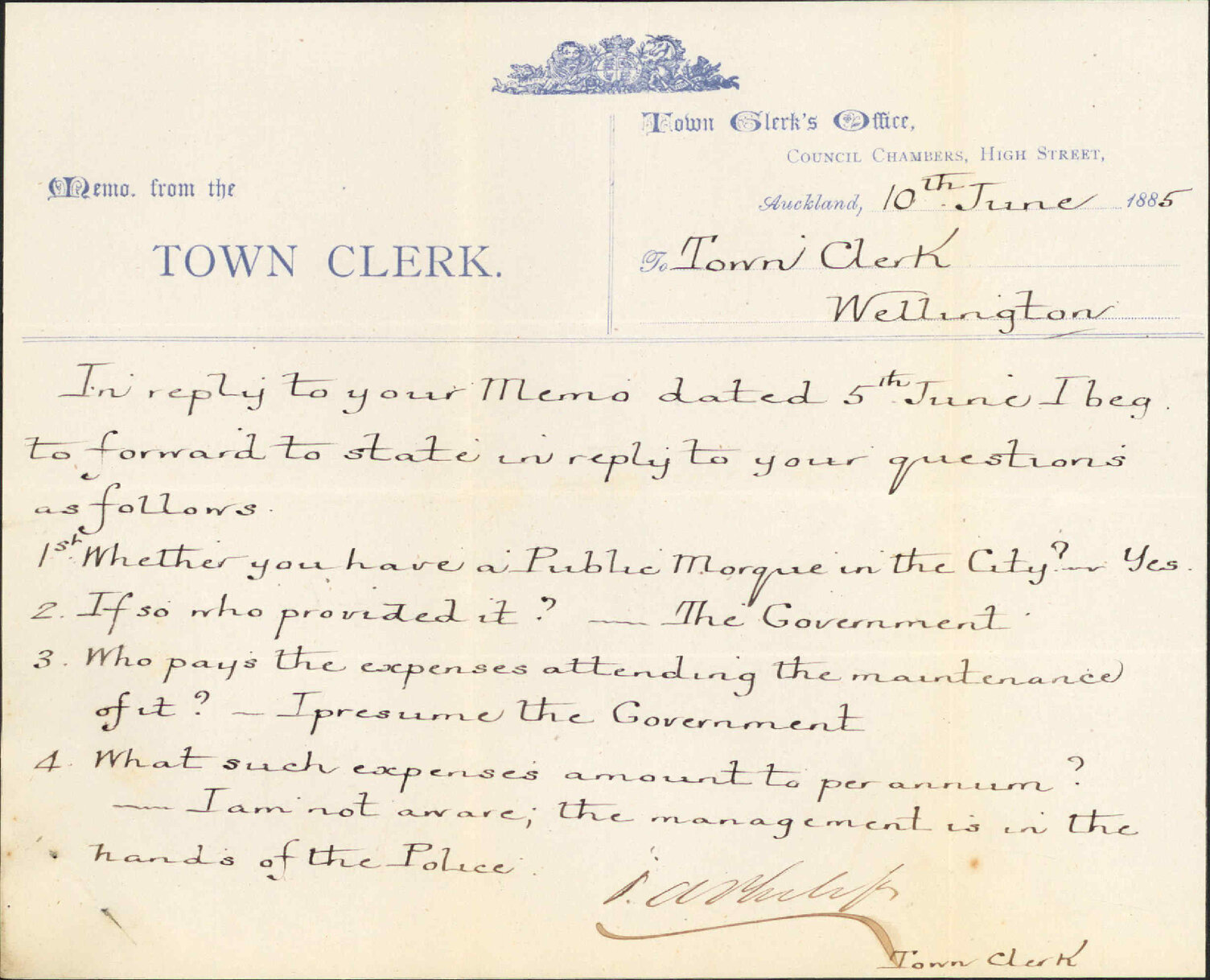Public morgue - Town Clerk