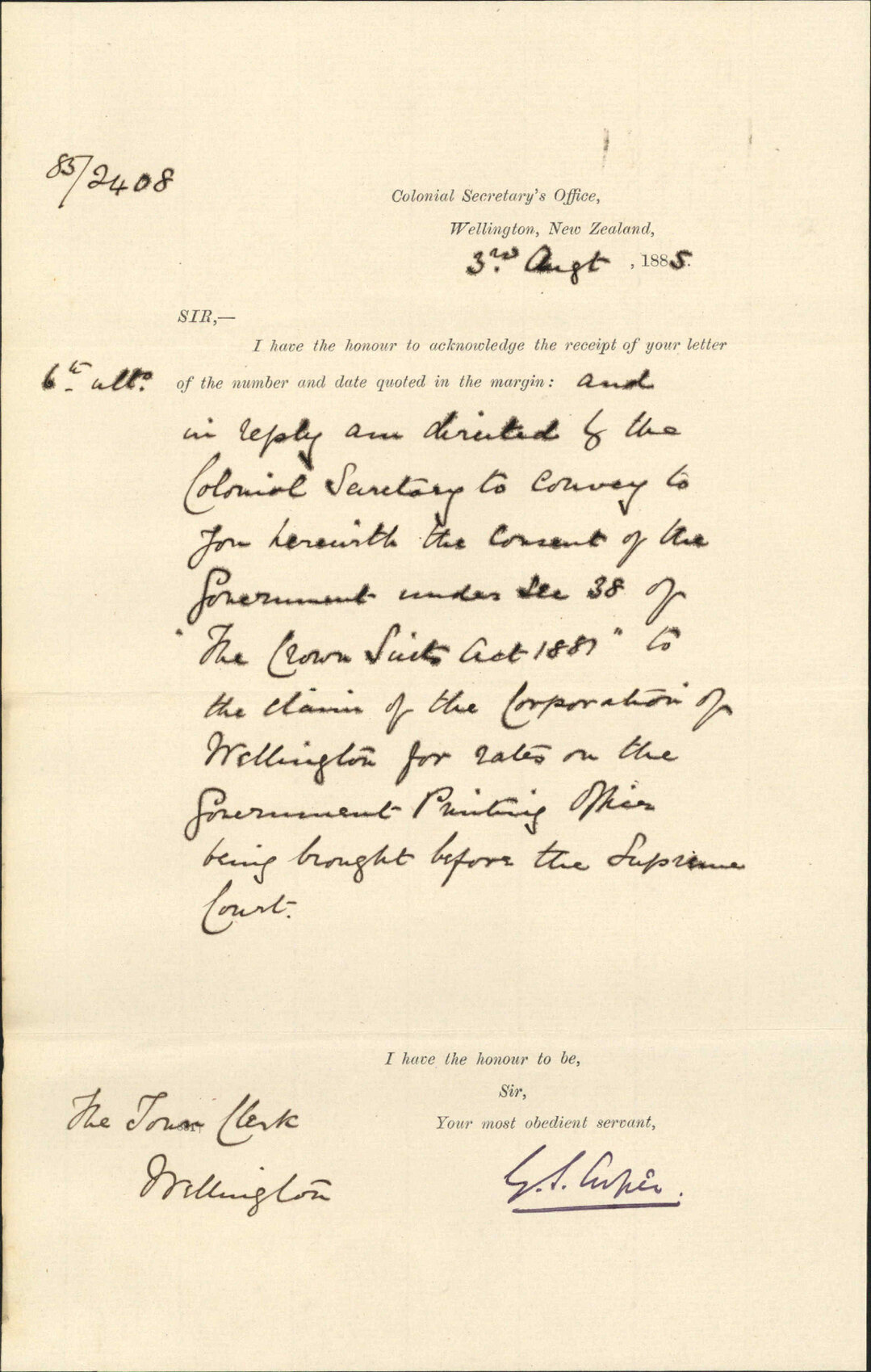 Rates on Government Printing Office - Colonial Secretary