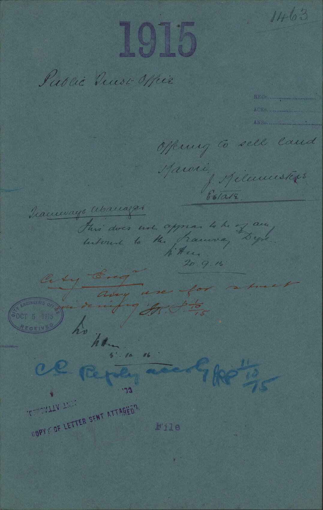 Offering to sell land, Karori, J Kilminster's Estate - Public Trust Office