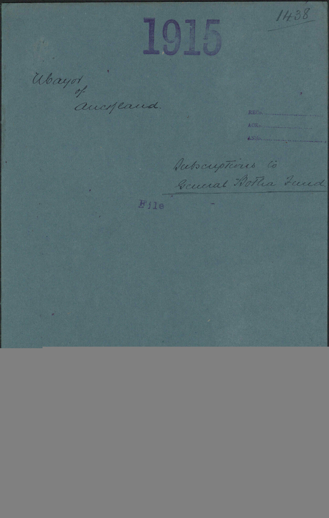 Subscriptions to General Botha Fund - Mayor of Auckland