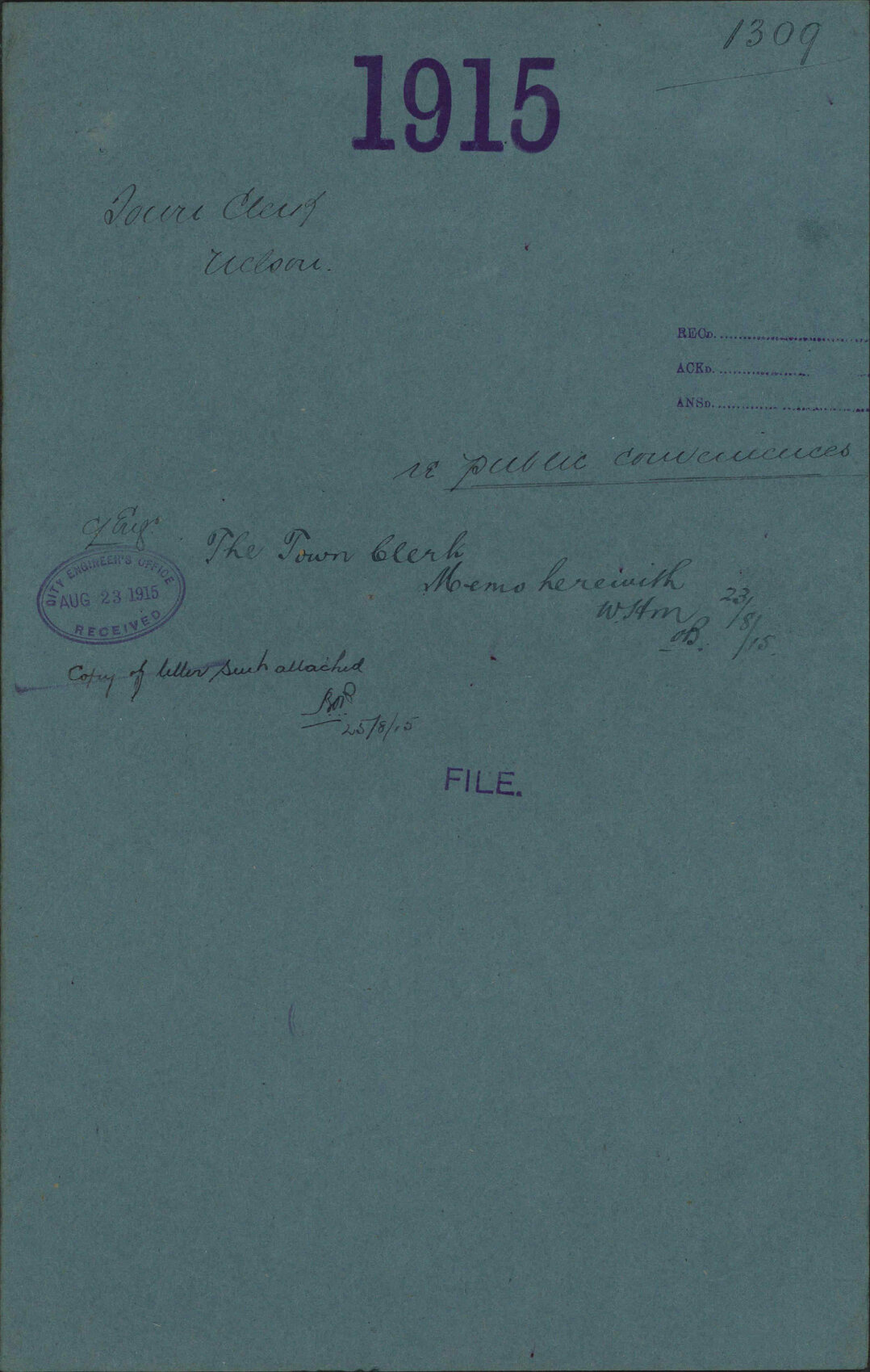 Re public conveniences - Town Clerk, Nelson