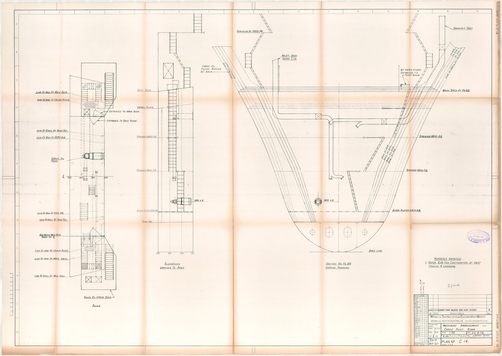 Union Rotorua, machinery arrangement, cargo pump room